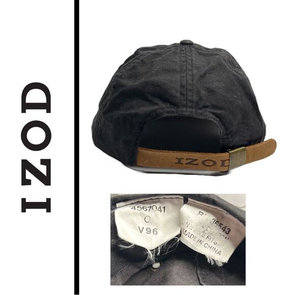 Izod Vintage 1990’s Adjustable Leather Strap Black and Dark Red Hat‎ - Picture 2 of 2